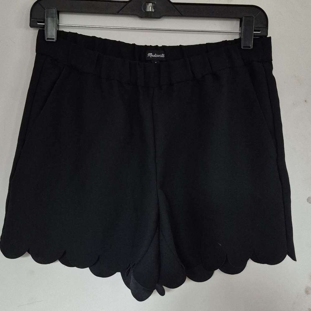 Madewell High Waist Black Scalloped Hem Shorts